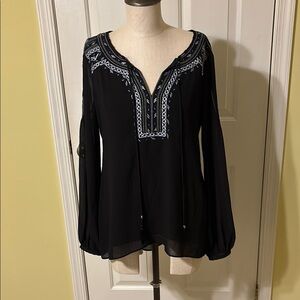 Embroidered Black Women's Top